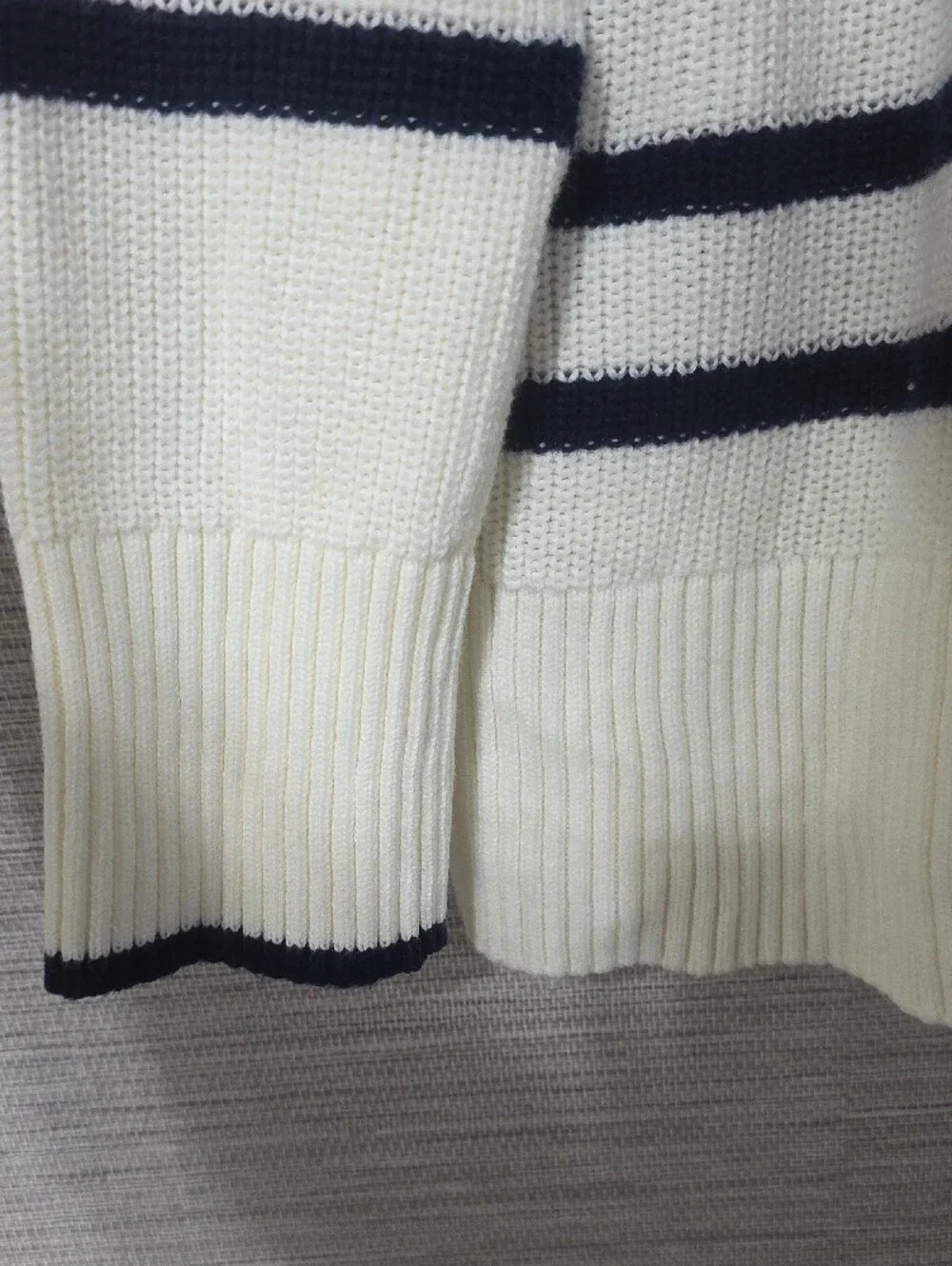 Lands' End Drifter Striped Quarter Zip Sweater